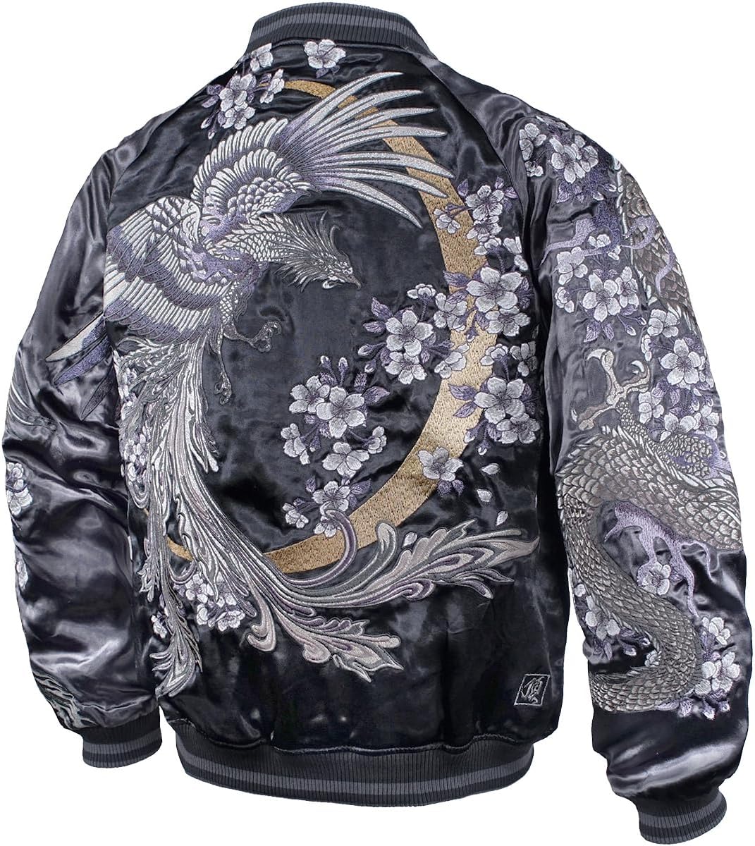 スカルワークス スタジャン 本革 刺繍デザイン ジャケット 黒 【XL